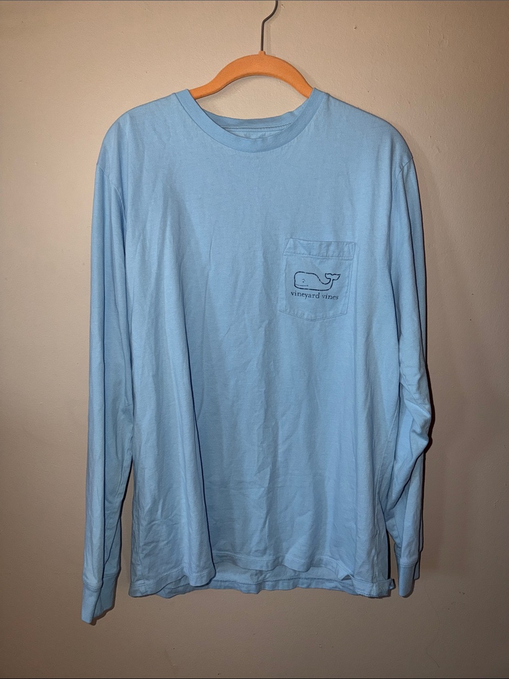 Vineyard Vines Light Blue Long Sleeve Pocket Tee large